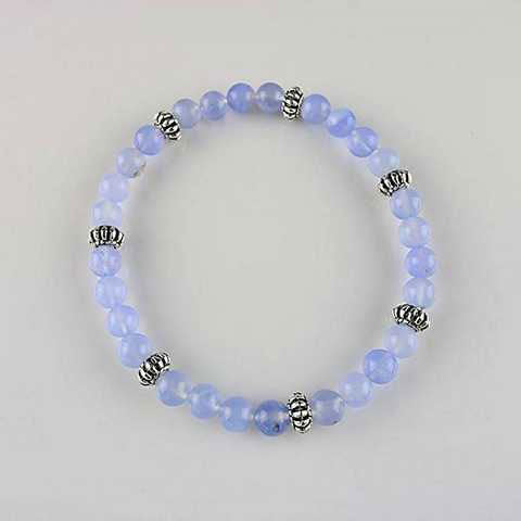 Armband, Chalcedon blau 6 mm