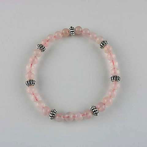 Armband, Rosenquarz 6 mm
